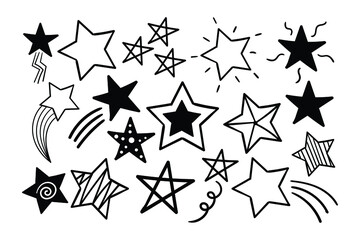 Various stars doodle collection vector