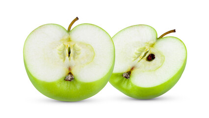 Half green apple isolated on white
