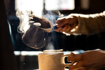Coffee Served in Handmade Ceramic cup