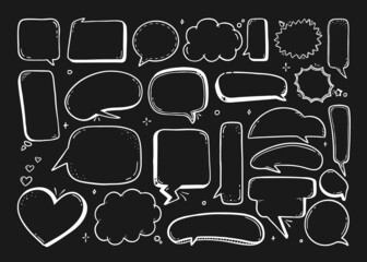Comic speech bubble hand-drawn on a black background in the style of a doodle Vector illustration bubble chat, message element.