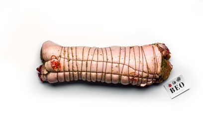 Traditional italian porchetta with herbs, garlic, seasalt.