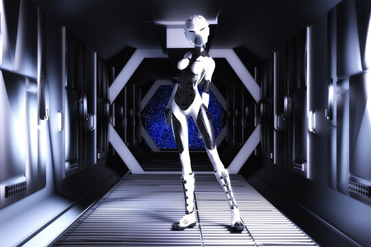 Artistic 3D  illustration of a science fiction scene