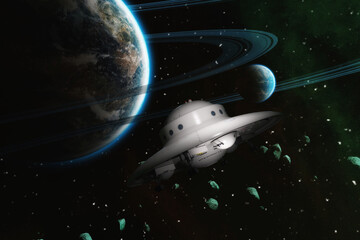 Artistic 3D  illustration of a science fiction scene © crimson