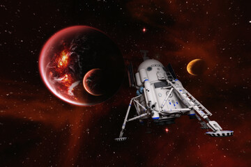 Artistic 3D  illustration of a science fiction scene © crimson