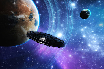 Artistic 3D  illustration of a science fiction scene © crimson