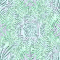 Leaves on a branch, watercolor drawing decorative composition with plants. Seamless pattern. Eco-print. Use printed materials, signs, posters, postcards, packaging.