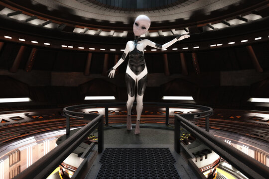 Artistic 3D  illustration of a science fiction scene