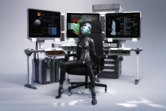 Artistic 3D  illustration of a science fiction scene