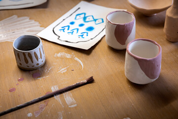 Design Studio Crafting and Decorating Handmade Ceramic Cups