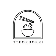 Simple illustration logo black and white tteokbokki house