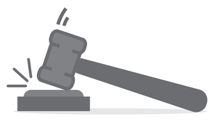 Judge hammer icon. Linear gavel vector isolated on white. Judgement hammer icon in flat style. For auction hammer, judge logo, gavel bid, court sign and law symbol. Judge hammer icon