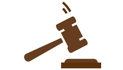 Judge hammer icon. Linear gavel vector isolated on white. Judgement hammer icon in flat style. For auction hammer, judge logo, gavel bid, court sign and law symbol. Judge hammer icon