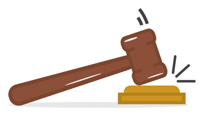 Judge hammer icon. Linear gavel vector isolated on white. Judgement hammer icon in flat style. For auction hammer, judge logo, gavel bid, court sign and law symbol. Judge hammer icon