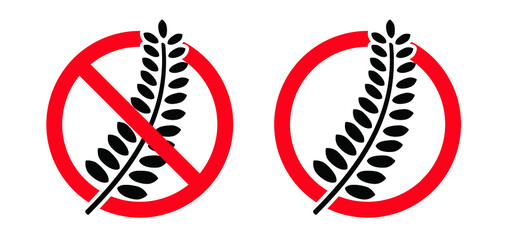 No wheat. Gluten ( coeliakie ) is a mixture of proteins that occurs naturally in certain grains. Gluten free diet. Vector product label or icon. Organic food allergy symbol or pictogram. allergen free