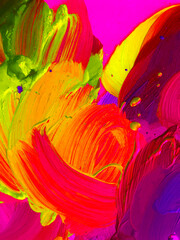 Abstract picturesque background with paint strokes and splashes