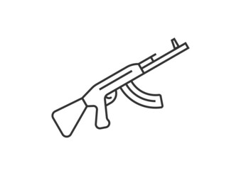 Machine gun line icon. Weapon symbol. Editable stroke