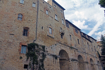 Fototapeta na wymiar The historical stone buildings in the center of Perugia in Umbria