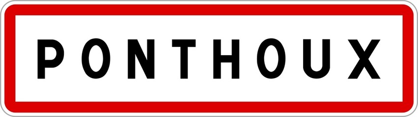Obraz premium Panneau entrée ville agglomération Ponthoux / Town entrance sign Ponthoux
