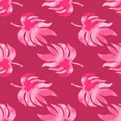 Rainforest palm leaves tropical seamless pattern. Abstract leaf endless wallpaper.