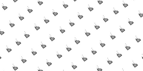 Diamond pattern on white background, illustration, horizontal banner. Diamond background.