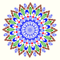 Circular ornament from various decorative elements of different colors