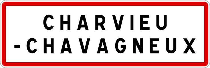 Panneau entrée ville agglomération Charvieu-Chavagneux / Town entrance sign Charvieu-Chavagneux