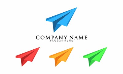 Paper plane set illustration vector logo