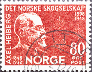 Norway - circa 1948: a postage stamp from Norway, showing a portrait of the businessman and patron...