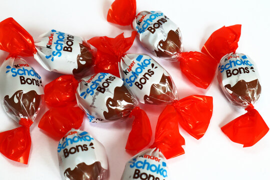 Italy &ndash; April 6, 2022: Kinder Schoko-Bons Chocolate. Kinder is a brand of food products of Ferrero