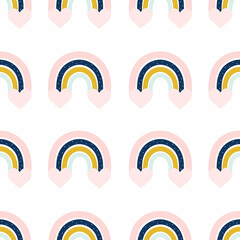 Fototapeta premium Rainbow arch pattern. Rainbow nursery wall decor, minimalist simple boho style. Bow symbol for baby shower party invitation. Suitable for wallpaper, textiles, cover art, gift wrap. 