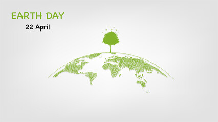 The tree on earth for Ecology friendly, World environment, Earth day and sustainable development, vector illustration