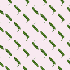 Banana leaves seamless pattern.Vintage tropical branch in engraving style.