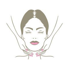 Woman skincare illustration - facial massage and beautician theme - Hand drawn style doodle