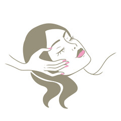 Woman skincare illustration - facial massage and beautician theme - Hand drawn style doodle
