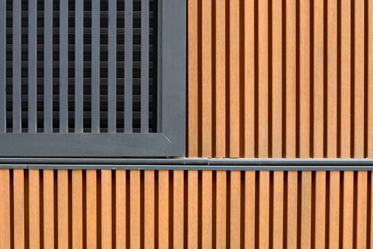 detail of a wooden and metal facade
