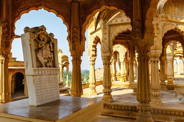 Bada Bagh Cenotaphs, Graves of the Maharajas in Jaisalmer, Rajastan, India, Asia