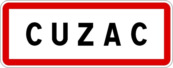 Panneau entrée ville agglomération Cuzac / Town entrance sign Cuzac
