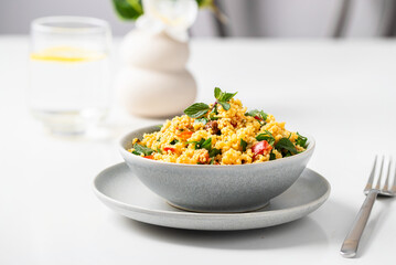 Tabouli Salad or Tabule, Tabbouleh - simple Mediterranean salad with vegetables and bulgur.