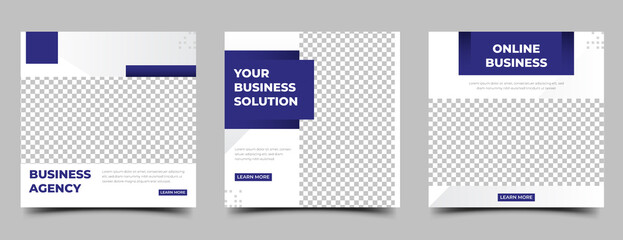 Set of Business promotion social media post template design. Editable vector design with place for the photo.