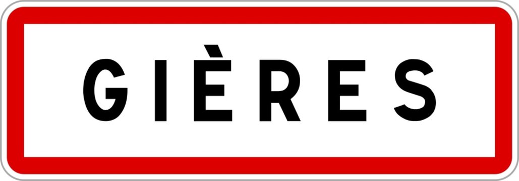 Panneau entrée ville agglomération Gières / Town entrance sign Gières