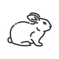 Vector rabbit line icon isolated on transparent background.