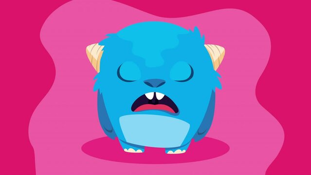 blue monster funny character animation