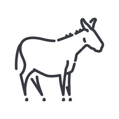 Vector donkey line icon isolated on transparent background.