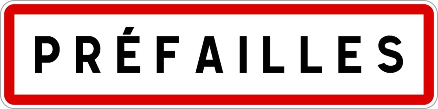 Panneau entrée ville agglomération Préfailles / Town entrance sign Préfailles