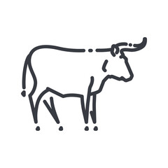 Vector line icon of a bull head side view isolated