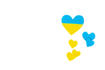 Heart in the colors of the Ukrainian flag. Stop the war concept. Heart isolated on white background