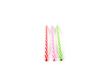 colorful drinking straws on white background