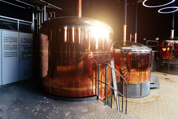 Modern brewery. Crafr beer production line