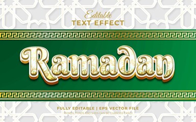 3d editable text effect ramadan in golden color theme