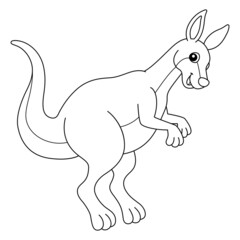 Kangaroo Animal Coloring Page Isolated for Kids